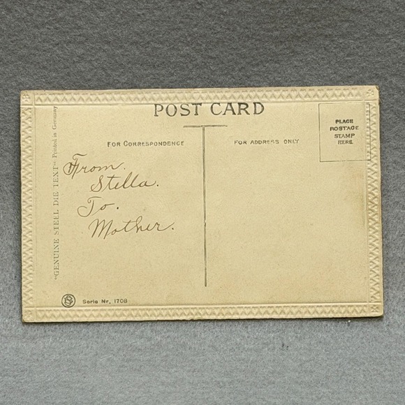 Purple Pansies‎ Gold Trim Ribbon Embossed Birthday Greetings c1910s POSTCARD - Picture 4 of 6